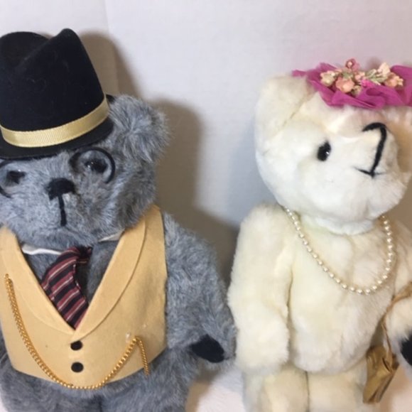 Vintage 1985 KENT Collectibles JOINTED TEDDY BEAR Couple 11" - Picture 2 of 16